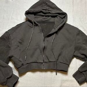 Gray Cropped Hoodie